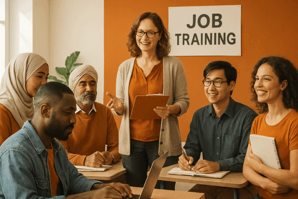 Eine Gruppe von Personen in einem Job-Training-Kurs.